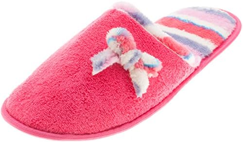 ComfyWear Womens Chenille Plush Lined Cozy Soft Clogs Indoor House Slippers, Fucshia 07