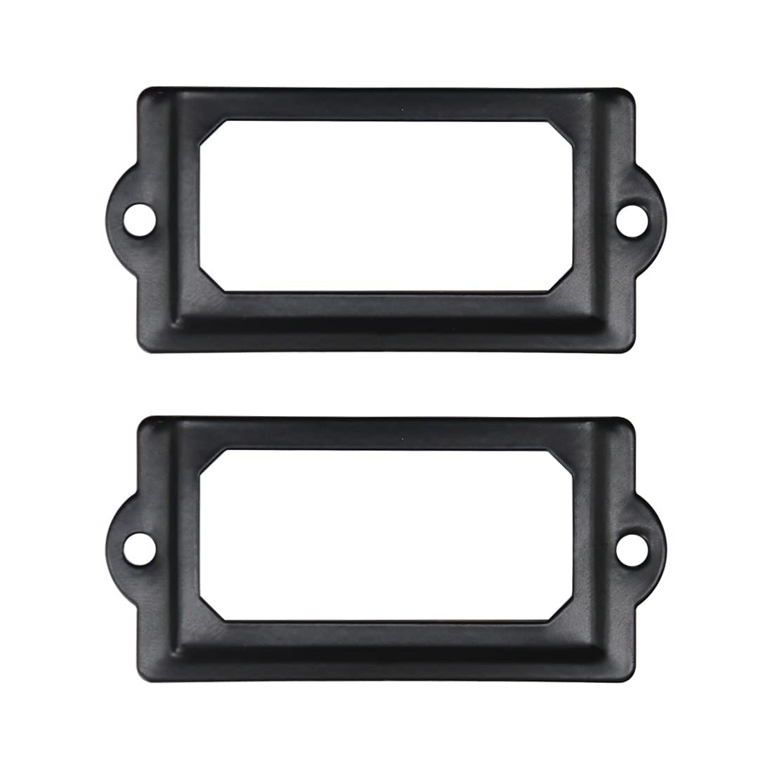 Adiyer 32pcs Black Metal Label Holders Office Library File Drawer Cabinet Card Tag Label Holder Metal Frame 70mm x 33mm