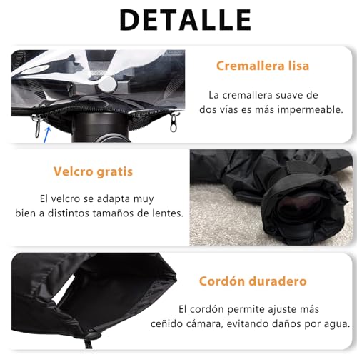 Protector de Lluvia para Cámara, Funda Impermeable para Cámara para Lluvia, Adecuado para Disparar en Entornos Lluviosos, Nevados y Costeros, y Puede Proteger Cámaras Canon, Nikon, Sony y Varias SLR.