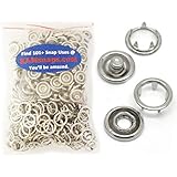 50 Sets (200 Pcs) KAMsnaps&reg; Lead Safe Open Ring Prong No Sew Snap Fasteners Gripper Grip Metal Snaps Button Studs (200 Pieces) Size 16 (7/16")