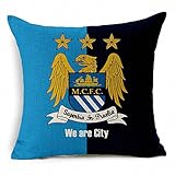 E-sunshine® Thick Cotton Blend Linen Square Throw Pillow Cover Decorative Cushion Case Pillow Case 18 X 18 Inches / 45 X 45 cm, New Football Club Badge (Manchester City)