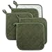 Lifaith 100% Cotton Kitchen Everyday Basic Terry Pot Holder Heat Resistant Coaster Potholder for Cooking and Baking Set of 5 Olive Green primary