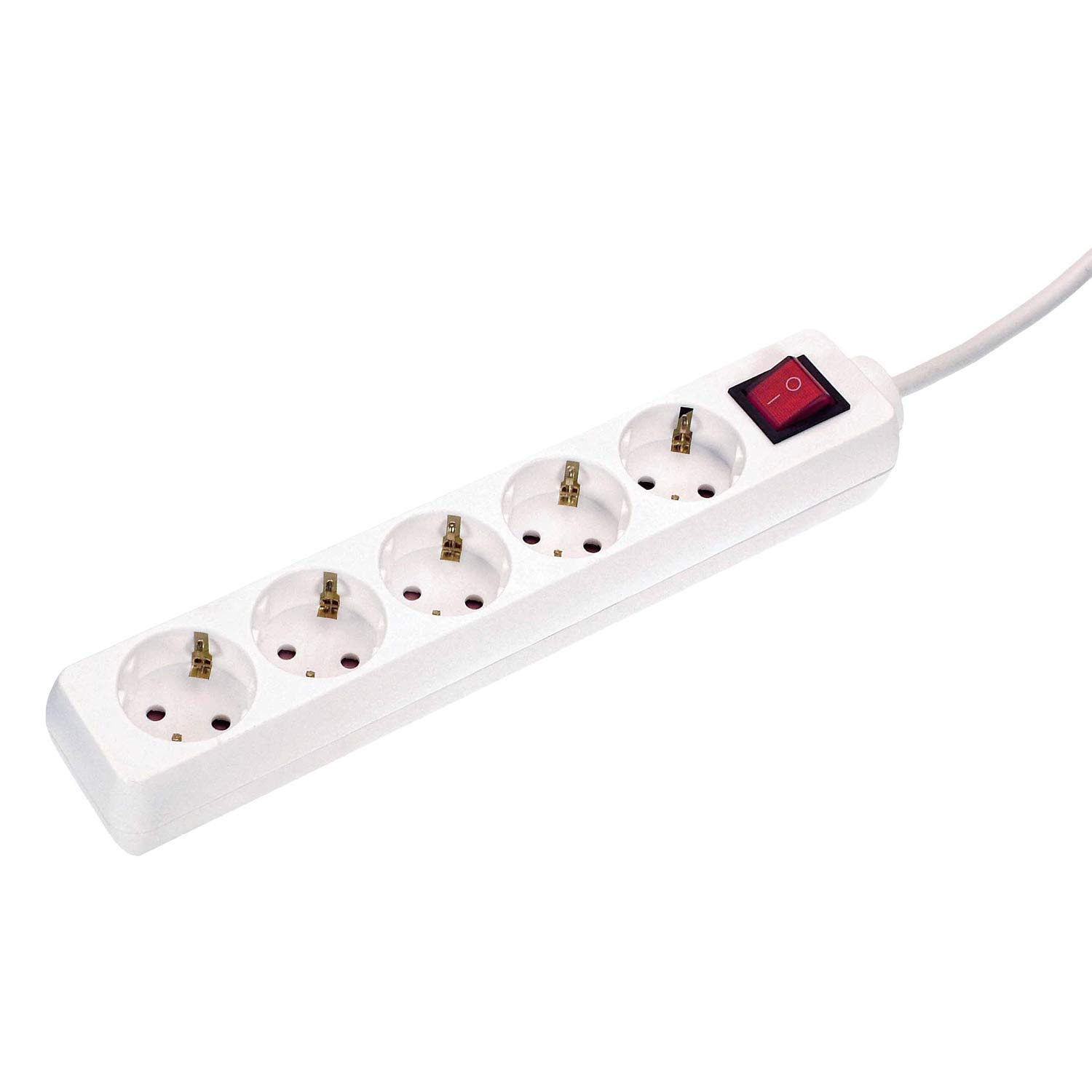 as-Schwabe 35011 Power Strip 5 Sockets Type F with Switch and Child Safety Lock Inside and Cable H05VV-F 3G1.5 IP20 1.4 m, 35011