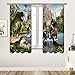 Sevendec Curtains for Kids Bedroom - Dinosaur Window Drapes for Boys and Girls Living Room, 3D Jurassic Nature Cute Room Décor 2 Panel W29.5 X H65