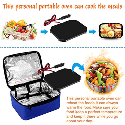 Triangle Power Personal Portable Oven, Electric Slow Cooker For Food,Mini Oven For Meals Reheat,Food Warmer with Lunch Bag For Car(12V)