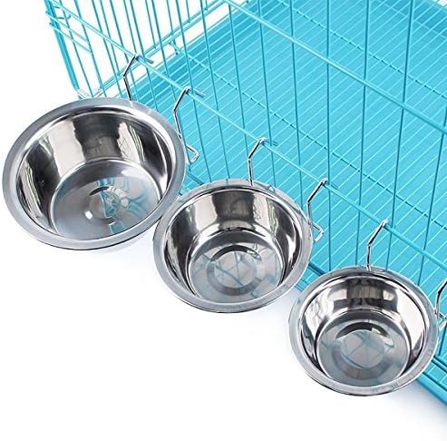 Yosoo Stainless Steel Hook Over Feeding Cup Cat Pet Bird Rabbit Dog Puppy Food Water Bowl Cup Cage Box with Holder - Image 3