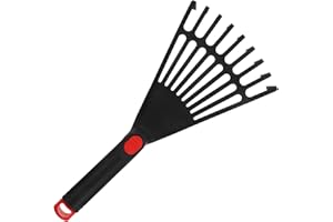 GALPADA Small Plastic Garden Rake with Handle, Leaf Rake Tool for Gardening, Soil Loosening and Leaf