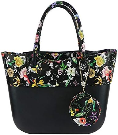 Jellyooy Beachkins Classic Obag EVA Handbag With Floral Print Handles Trim Inner Bag And Coin Purse