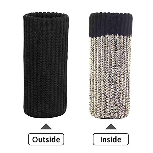 32 PCS Black Wool Knit Furniture Socks Maveek Chair Leg Floor Protector Chair Socks Elastic Polyester Floor Furniture Feet Covers Pads Knitting Socks Fit Furniture Leg Girth 1-1/2 to 2-1/4 Inches - Thumbnail 2