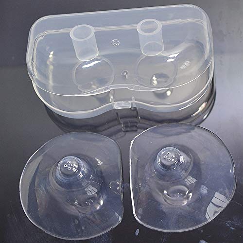Finever Silicone Nipple Shield with Carrying Case for Breastfeeding Mothers Imitation Breast Shape and 4-Holes Design with Clear Case Standard 20mm 1Pair