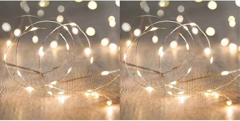 Lights4fun Battery Operated Fairy Lights 20 Micro Warm White LEDs Silver Wire