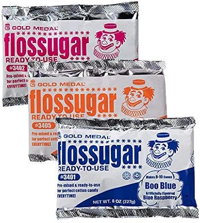 Gold Medal Candy Floss Sugar 227g 3 Pack Pink Vanilla Orange Blue Raspberry