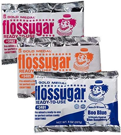 Gold Medal Candy Floss Sugar 227g 3 Pack Pink Vanilla Orange Blue Raspberry