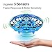 Lumsburry Hand Operated Mini Drone for Kids, Flying Ball Toy UFO Helicopter Infrared Induction Quadcopter with LED Light 360 Degree Rotation (Blue)