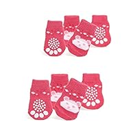 Nothing But Love Pets Toy/Small Dog Non Slip 2 Sock Packs (8 pcs) for Yorkie Pom Maltese Chihuahua (Very Small Size, Pink, White, Teddy Bear)