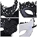 Coxeer Black Feather Masquerade Mask Party Mask with Flower Lace Decor
