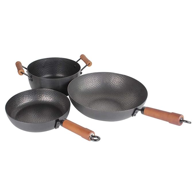 Kochgeschirr-Set Antihaft-Kochgeschirr Rauchfrei Handgeschmiedetes Eisen Wok Pfanne Suppentopf