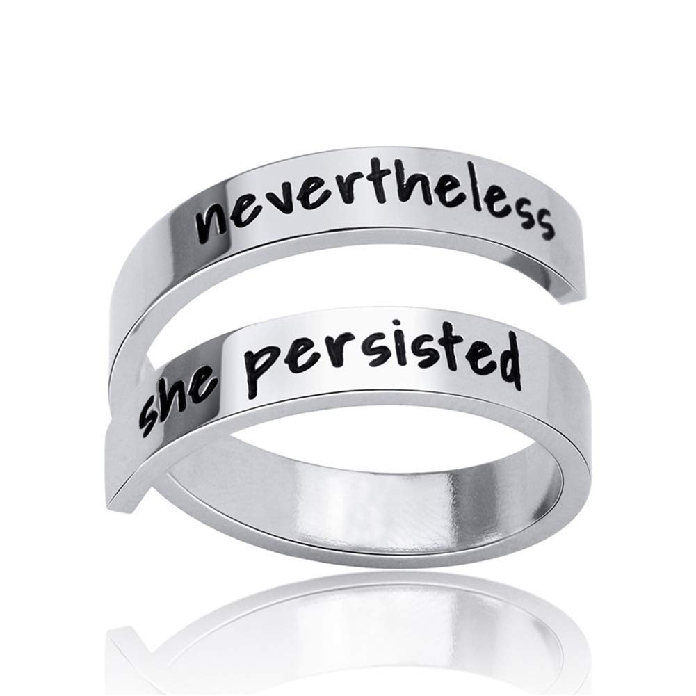 NewChiChi Adjustable Ring,Inspirational Ring Engraving Keep Going for Girls