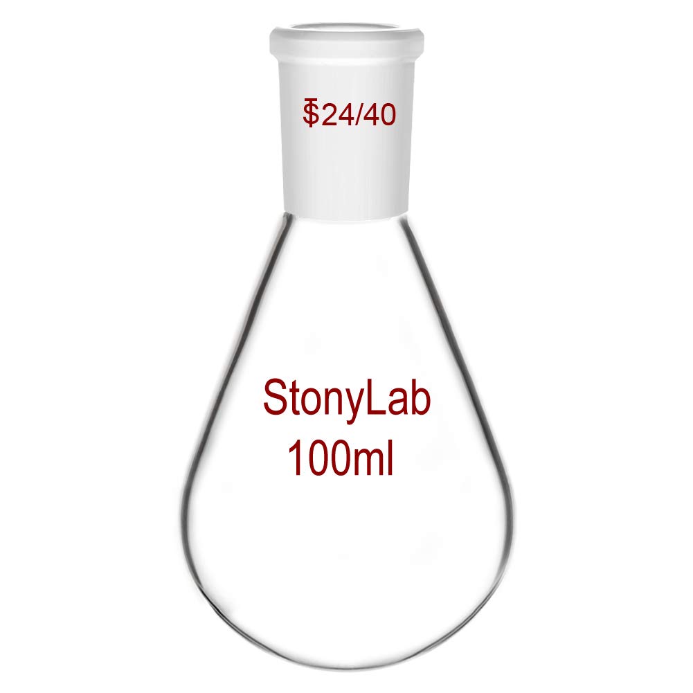 StonyLab Borosilicate Glass 100ml Heavy Wall Single Neck Recovery Flask Rotary Evaporator Flask, with 24/40 Outer Joint, 100ml โ image 1