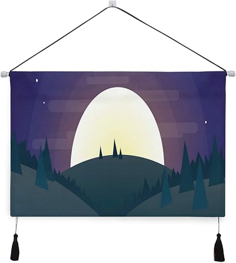 Amazon Co Jp Niesikkla タペストリー 夜の森の丘山の星空イラスト 壁掛け おしゃれ インテリア モダン ポスター 絵画などに適用 ウォールアート モダン 装飾アート 多機能 個性プレゼント ホーム キッチン