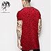 Hipster Men Tshirt Casual Longline Hip hop Basic Solid Color Cotton Long (Rad, US-L)