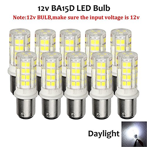 (Pack of 10) T4 DC Bayonet BA15D Base LED Bulb 12 Volts Low Volatage RV Bulb 35 Watt Double Contact Bayonet Base Light Bulb