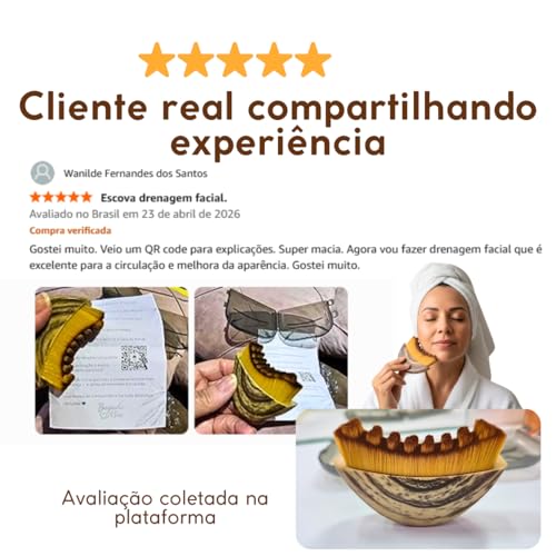 Escova Facial para Drenagem Linfática, Drena Face Massageadora Lifting – Reduz Inchaço do Rosto, Define Contorno e Mandíbula, Estimula Circulação – Cerdas Ultra Macias, Uso Diário ou Spa – Ritual Sublime Facial com Guia Exclusivo