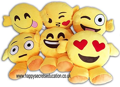 Happy Secrets Education Feelings and Emotions Cushions Emoticon - Pack of 6 - 35cm x 35cm - ELSA Room Resources
