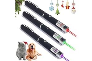 XIMIBI 3 PCS Green Red Violet Long Range Dot Clicker Toy Pen for Indoor Interactive Teaching, Cat Toys Pointer, Puppy Kitten Toy, Bright Clicker for Dog Cat Training Exercise