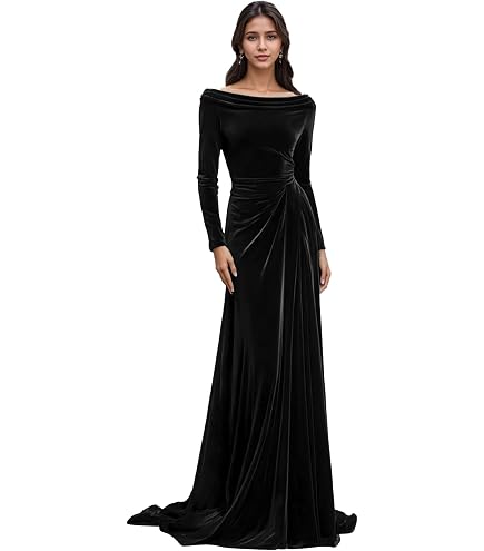 TTYBridal Black Bridesmaid Dress Long Flutter Sleeve Velvet Junior Bridesmaid Dresses for Wedding 2 Black : Clothing, Shoes & Jewelry