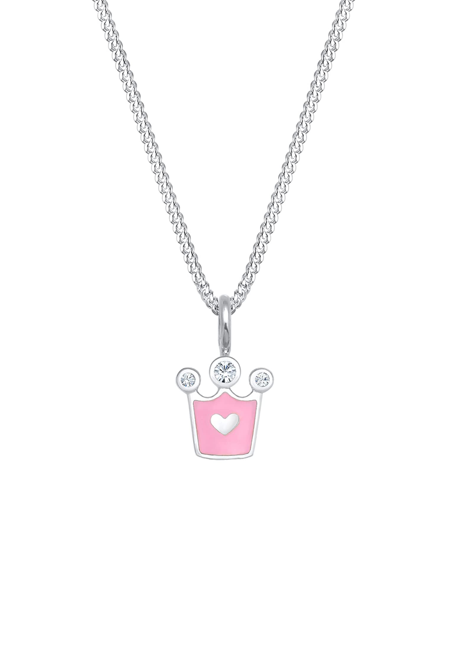 Elli Necklace Children Heart Crown Crystals 925 Sterling Silver