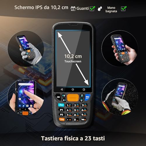 NETUM Android 11 Handheld Code Scanner Q500, 4+64GB Mobile Computer, Honeywell HS7 1D 2D Scan Engine, 4" Touch Screen with 23 Keys, IP67 Wi-Fi 4G BT NFC for Warehouse and Sale