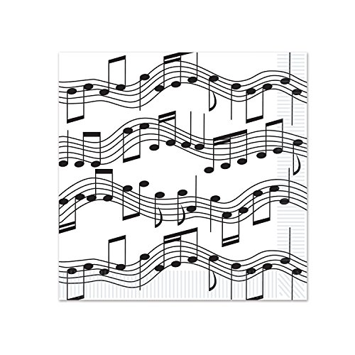 Beistle Musical Notes Beverage Napkins, White/Black (3-Pack)