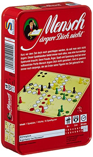 Schmidt Spiele 51204 Mensch ärgere Dich Nicht, Bring Mich mit Spiel in der Metalldose, Bunt – Bild 3