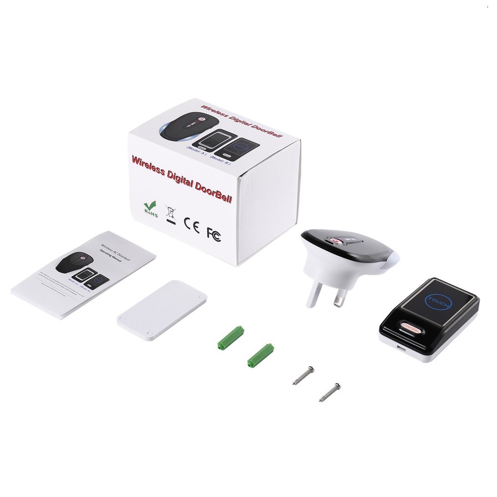 MIGVELA Wireless Digital Doorbell Kit, 1 Transmitters & 1 Receiver, Door Ring Bells with Waterproof Touch Button, 28 Chimes, 4 Level Volume, LED Indicator, Black