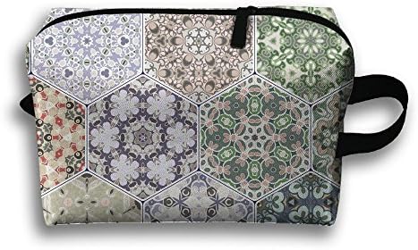 PENYON Hexagonal Ceramic Pattern Oxford Fabric Multifunction Storage Portable Bag,makeup Bag,cosmetic Bag For Travel