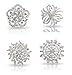 Bundle Monster Womens Fancy Vintage Clear Crystal Bling Bezel Flower Fashion Brooch Set - 2 (4pcs per set)