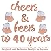 Joymee Cheers & Beers to 40 Years Rose Gold Glitter Banner for 40th Birthday Wedding Aniversary Party Supplies Decorations - PRESTRUNG