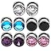 Xpircn 6G-00G Stainless Steel Cubic Zirconia Screw Tunnels Ear Stretcher Plugs Piercing Gauges