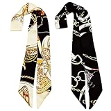 Skinny Neckerchief Scarf for Handbag Handle Silk Scarf Bracelet for Women by Bellagione (Aria)