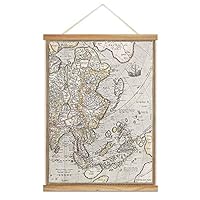 Hanging Poster with Wood Frames Rustic Map Canvas Artwork Wall Picture Home Decoration - 18
