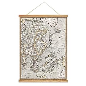 Hanging Poster with Wood Frames Rustic Map Canvas Artwork Wall Picture Home Decoration - 18"x24" inches