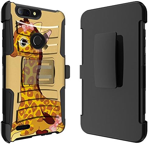 For ZTE Blade Z Max / ZTE Blade Zmax Pro 2 Z982 / ZTE Sequoia Ituffy [Impact Resistance] Dual Layer [Belt Clip] Holster Combo [KickStand] Phone Case Cartoon Giraffee