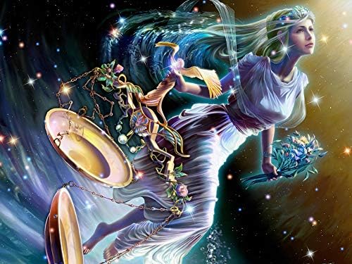 12 Zodiac Signs Diamond Painting Kits for Adults, Full Drill Crystal Rhinestone Embroidery Pictures Arts Craft for Home Wall Decor Gift (Libra 15.7×11.8 inches)