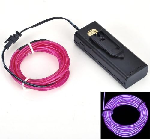 ToFuture 5M 16ft Neon Light Glowing Strobing Electroluminescent El Wire with Battery Pack Controller for Parties, Halloween, Automotive, Advertisement Decoration Purple