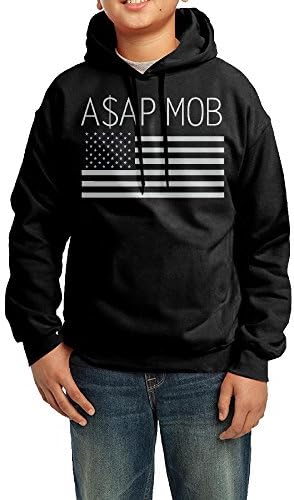 YHTY Youth Boys/Girls Hooded Sweatshirt AsAP Mob Rocky Logo Black Size L