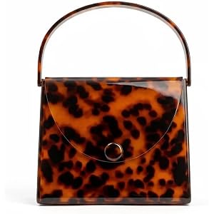 FRZTOUR Tortoise Shell Acrylic Top Handle Handbag for Formal and Daily Occasions