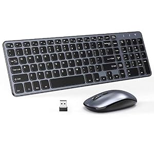 Wireless Keyboard and Mouse Combo – seenda 2.4G Ultra Slim Cordless Keyboard and Mouse with USB Receiver, Full Size…