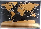 scratch off world map premium quality large wall decoration poster gold deluxe thick travel detailed outlined U.S. states and all country flags perfect gift comes with scratch tool and wiping cloth