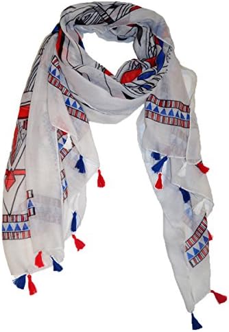 Red White and Blue Style Summer Scarf Women Tassel Shawl and Scaves Wrap